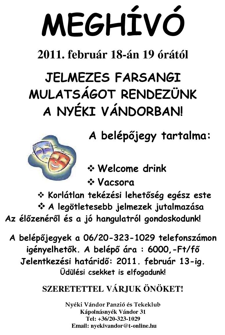 Jelmezes farsangi mulatság Kápolnásnyéken - 2011. február 18.