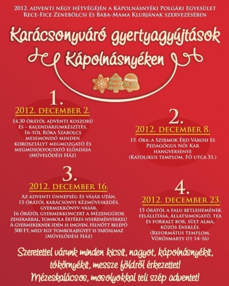 Karácsonyváró gyertyagyújtások Kápolnásnyéken - 2. gyertya - 2012. december 8