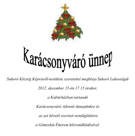 Karácsonyváró ünnep Sukorón - 2012. december 15.